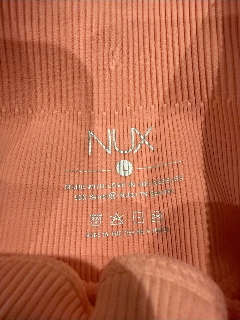 NUX Pink Coral Ribbed Leggings in Size Large - Picture 11 of 12